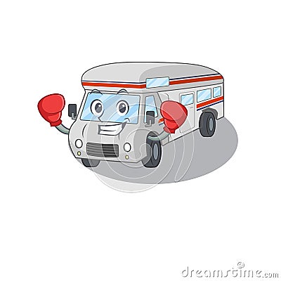 Mascot character style of Sporty Boxing campervan Vector Illustration