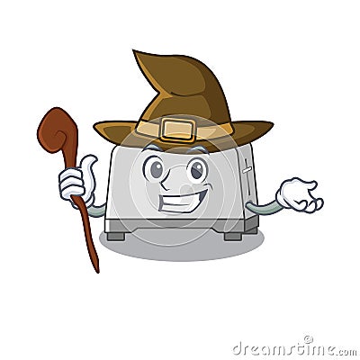 A mascot concept of bread toaster performed as a witch Vector Illustration