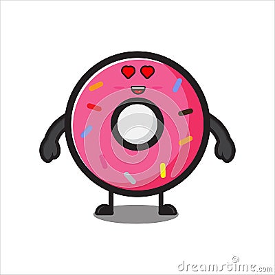 mascot cute donut eyes love Vector Illustration