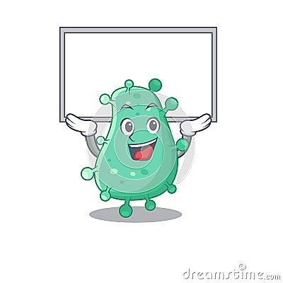 Mascot design of agrobacterium tumefaciens lift up a board Vector Illustration