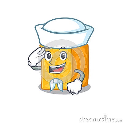 A mascot design of colby jack cheese Sailor wearing hat Vector Illustration