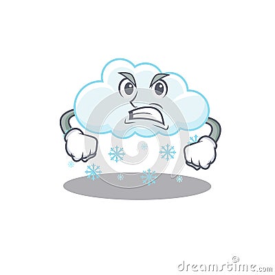 Mascot design concept of snowy cloud with angry face Vector Illustration