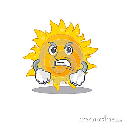 Mascot design concept of summer sun with angry face Vector Illustration