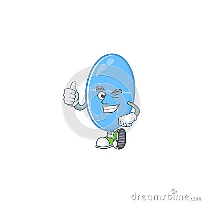 Mascot design style of blue capsule showing Thumbs up finger Vector Illustration