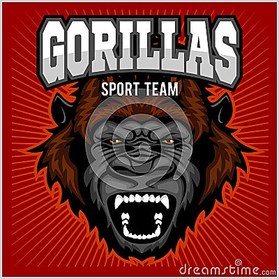 Mascot of gorilla head - sport team Vector Illustration