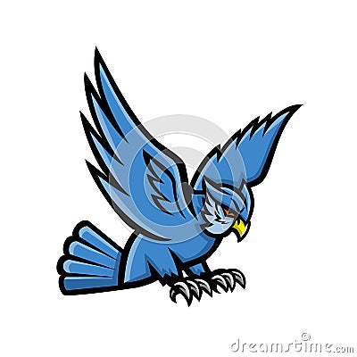 Horned Owl Swooping Mascot Vector Illustration