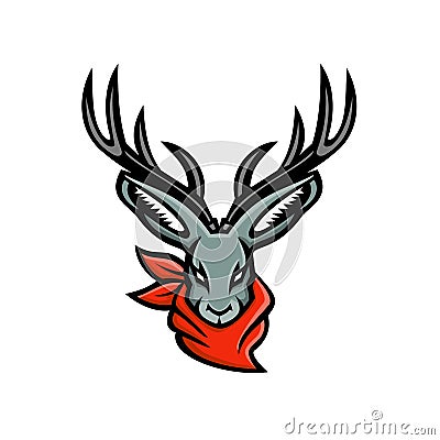 Jackalope Wearing Bandanna Mascot Vector Illustration