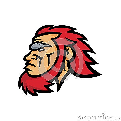 Caveman Head Side Mascot Vector Illustration