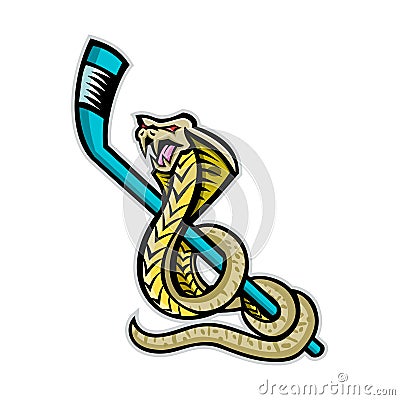 King Cobra Ice Hockey Sports Mascot Vector Illustration