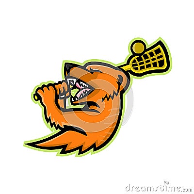 Mongoose Lacrosse Mascot Vector Illustration