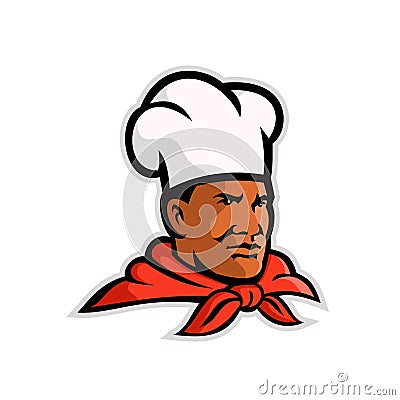 African American Chef Baker Mascot Cartoon Illustration