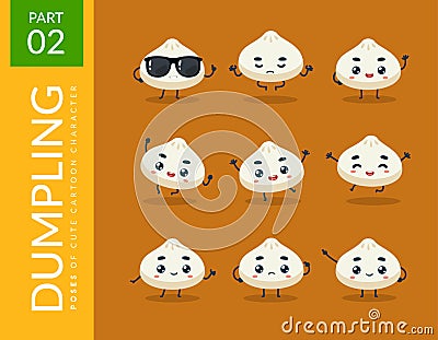 Mascot images of the Cute Dumpling. Second set. Vector Illustration Stock Photo