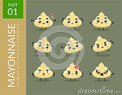 Mascot images of the Mayonnaise. First set. Vector Illustration Stock Photo