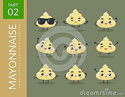 Mascot images of the Mayonnaise. Second set. Vector Illustration Stock Photo