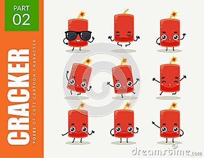 Mascot images of the Red Cracker. Second set. Vector Illustration Stock Photo