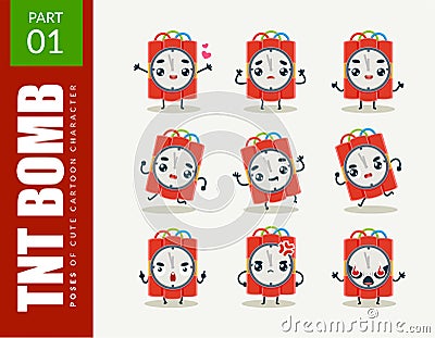 Mascot images of the TNT Bomb. First set. Vector Illustration Stock Photo