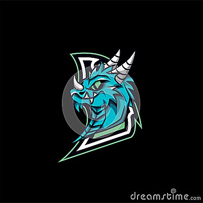 Dragon Logo Design, Mascot Logo Design Template for Sports Teams Vector Illustration