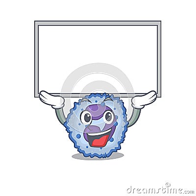 A mascot picture of basophil cell raised up board Vector Illustration