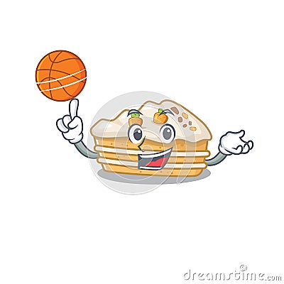 A mascot picture of carrot cake cartoon character playing basketball Vector Illustration