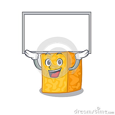 A mascot picture of colby jack cheese raised up board Vector Illustration