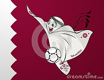 The mascot of the Qatar World Cup 2022. Funny ghost. The symbol of a football event Editorial Stock Photo