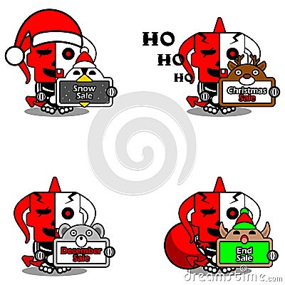 mascot red devil bone set bundle christmas sale Vector Illustration