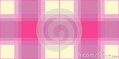 Masculine background plaid seamless, blank vector check texture. Border textile pattern tartan fabric in pink and lemon chiffon Vector Illustration