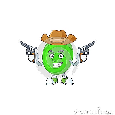 A masculine cowboy cartoon drawing of cocci holding guns Vector Illustration