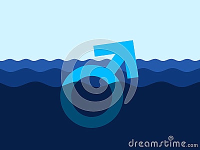 Masculinity crisis - male sex and gender symbol is sinking. Vector Illustration