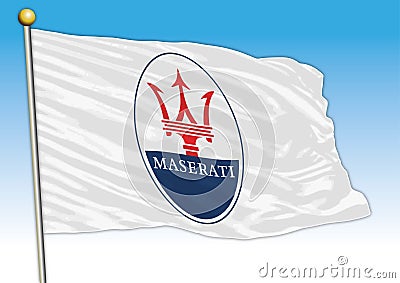 Maserati car industrial group, flag with logo, illustration Vector Illustration