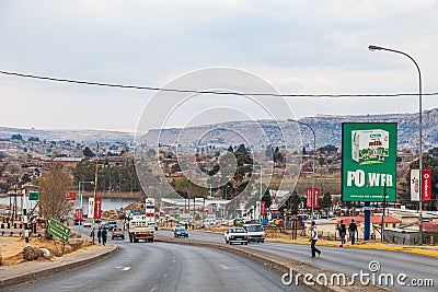 MASERU, LESOTHO - AUGUST 23, 2022: Road leading into Maseru, the capital of Lesotho. Editorial Stock Photo