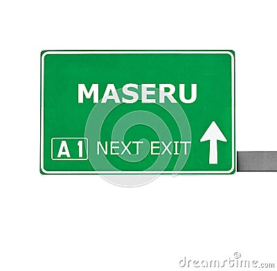 MASERU road sign isolated on white Stock Photo