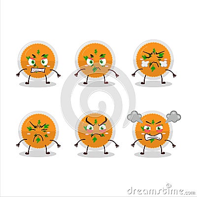 Mashed orange potatoes cartoon character with various angry expressions Vector Illustration