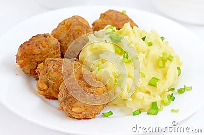 Mashed potatoes with noisettes Stock Photo