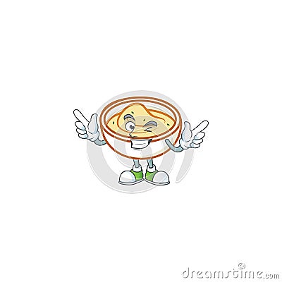 Mashed potatoes with wink character on white background Vector Illustration