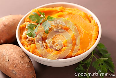 Mashed sweet potato Stock Photo