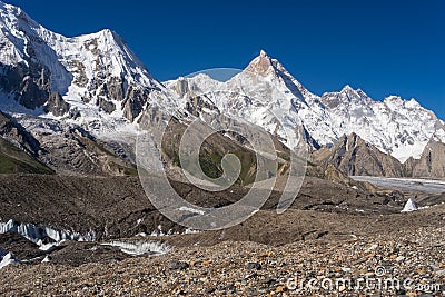Masherbrum mountain peak at GoroII camp, K2 trek, Pakistan Stock Photo