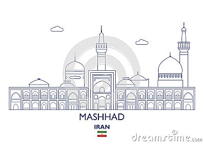 Mashhad City Skyline, Iran Vector Illustration