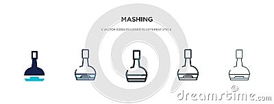 Mashing icon in different style vector illustration. two colored and black mashing vector icons designed in filled, outline, line Vector Illustration