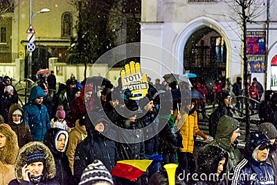 Anti-corruption protest in Bucharest Editorial Stock Photo