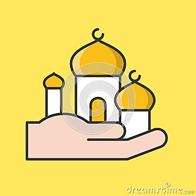 Masjid in hand Vector Illustration