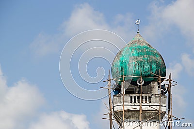 Masjid Mosque dome under renew construction Editorial Stock Photo