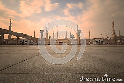 Masjid Nabi and minaret, Medina. Stock Photo