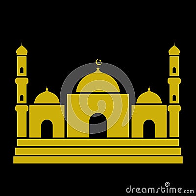 Masjid Praying Place Mosque Muslim Islamic Monument Pray Islam Holy Place Vector Illustration