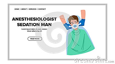 mask anesthesiologist sedation man vector Vector Illustration