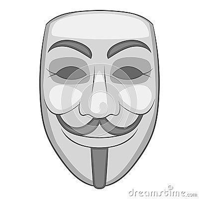 Mask of anonymous icon, monochrome style Vector Illustration