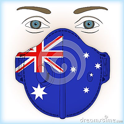 Mask for anti-covid protection with Australia flag Vector Illustration