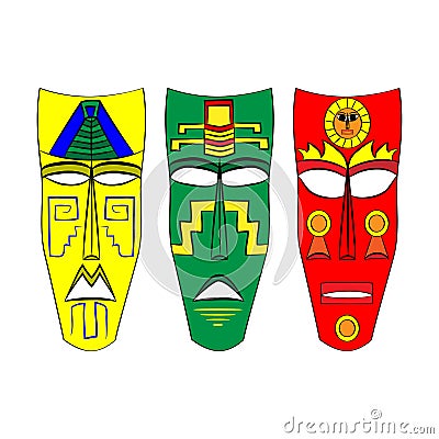 Mask Aztec ancestors of Mexico on a white background Vector Illustration
