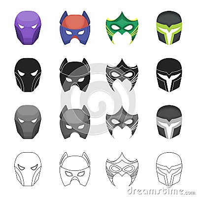Mask, cinematography, cartoons and other web icon in cartoon style.Superman, main, thing, icons in set collection. Vector Illustration
