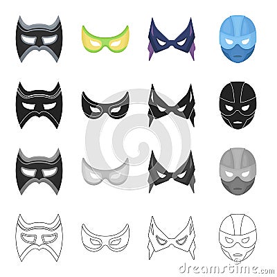 Mask, cinematography, cartoons and other web icon in cartoon style.Hero, negative, Superman icons in set collection. Vector Illustration